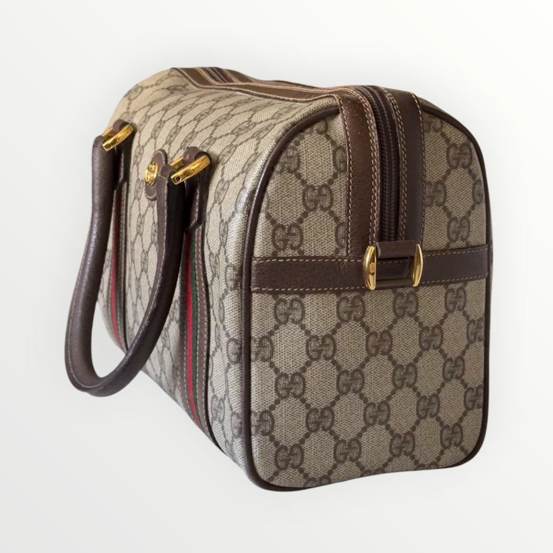 GUCCI GG SUPREME SHERRY LINE BOSTON BAG