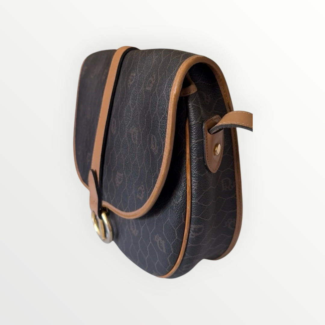 CHRISTIAN DIOR HONEYCOMB SADDLE CROSSBODY BAG