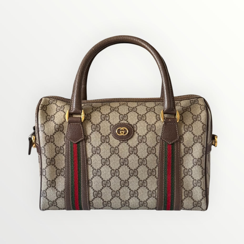 GUCCI GG SUPREME SHERRY LINE BOSTON BAG