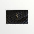 SAINT LAURENT MONOGRAM QUILTED ENVELOPE CHAIN CLUTCH