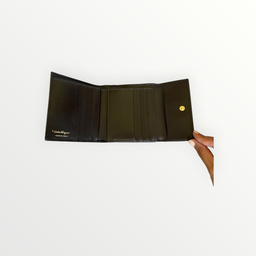 FERRAGAMO BROWN VARA BOW WALLET