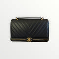 CHANEL CHEVRON QUILTED TOP HANDLE FLAP BAG