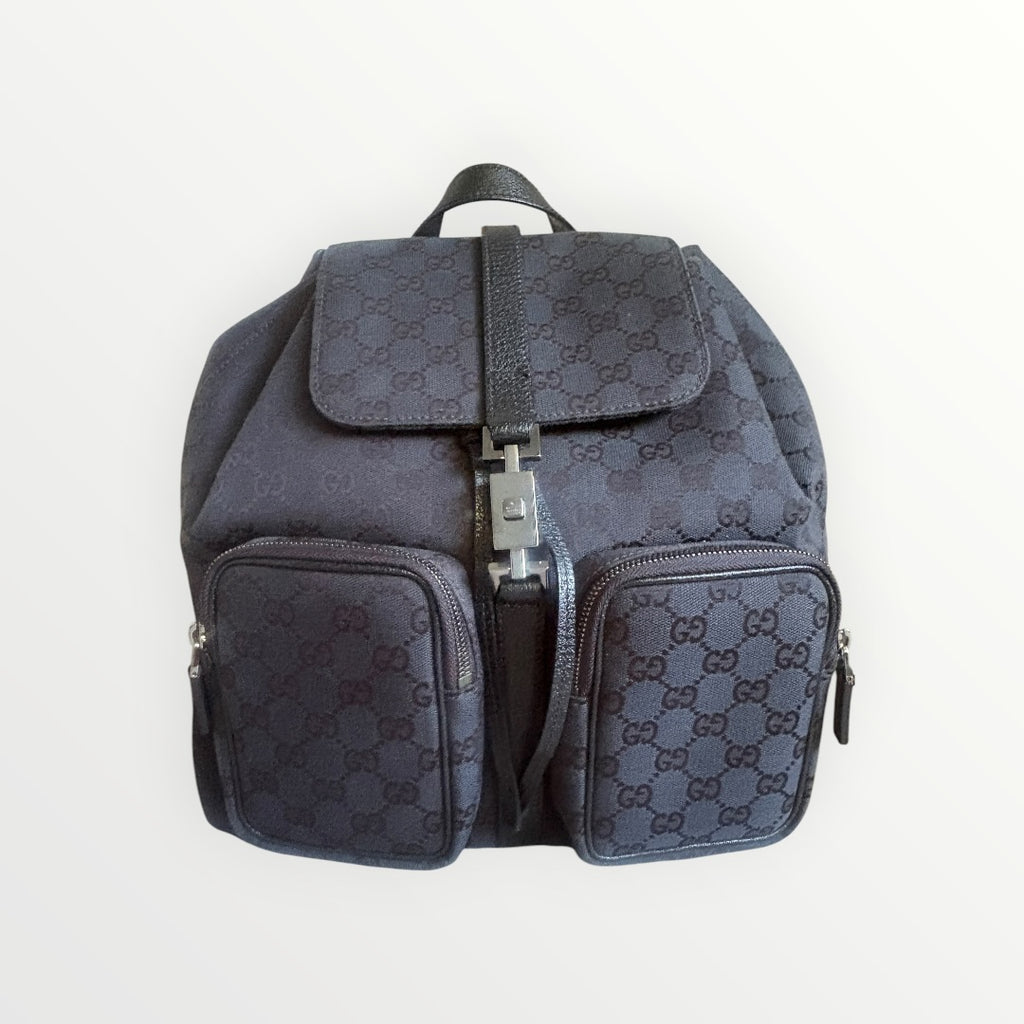 GUCCI BLACK GG JACKIE LOCK BACKPACK