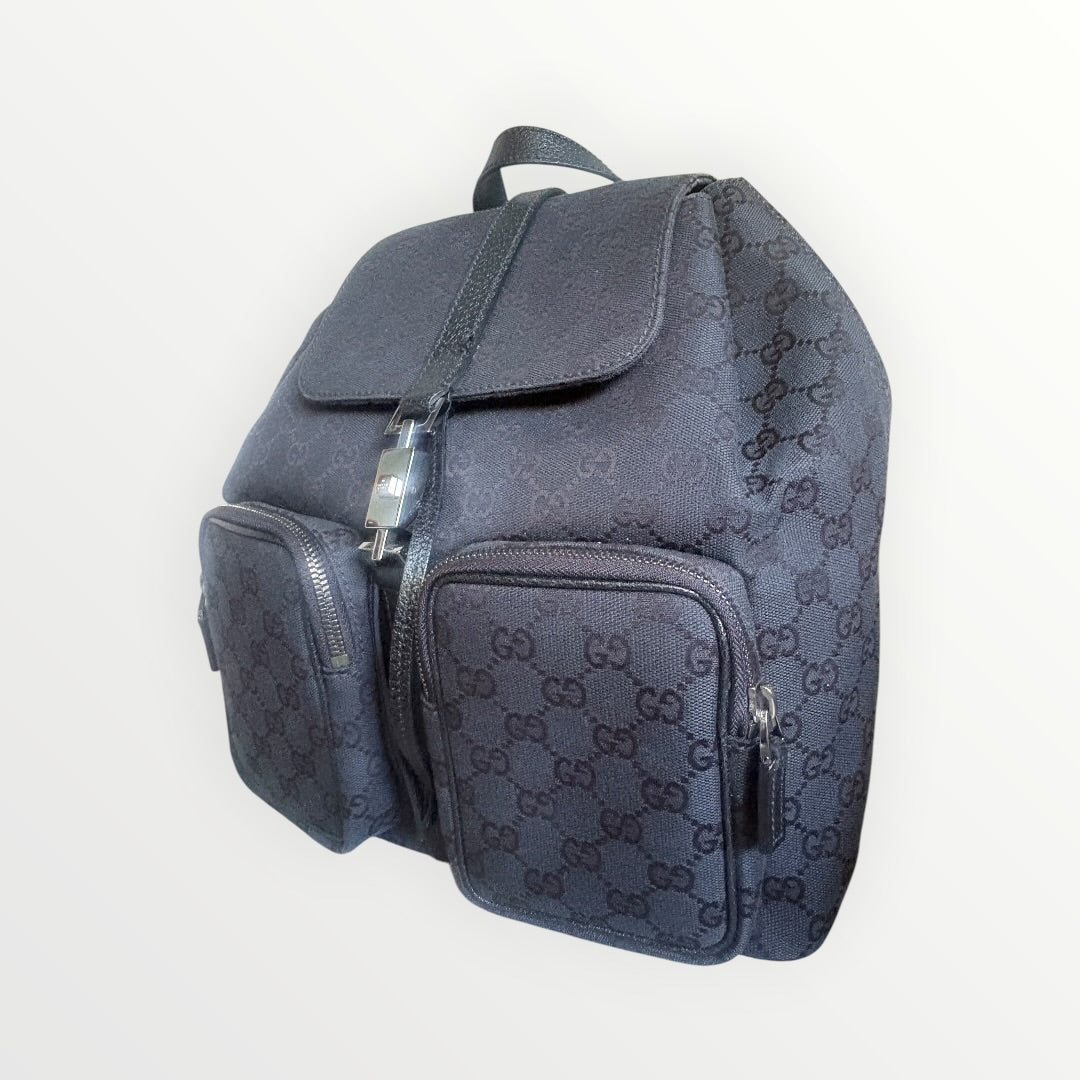 GUCCI BLACK GG JACKIE LOCK BACKPACK