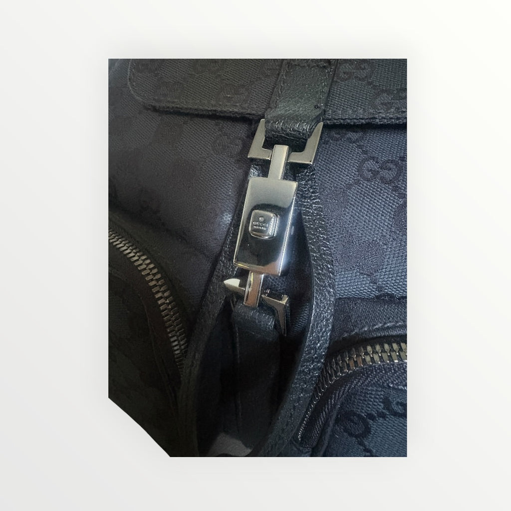 GUCCI BLACK GG JACKIE LOCK BACKPACK