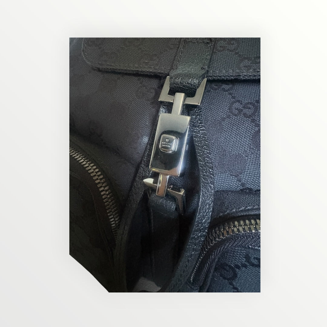 GUCCI BLACK GG JACKIE LOCK BACKPACK