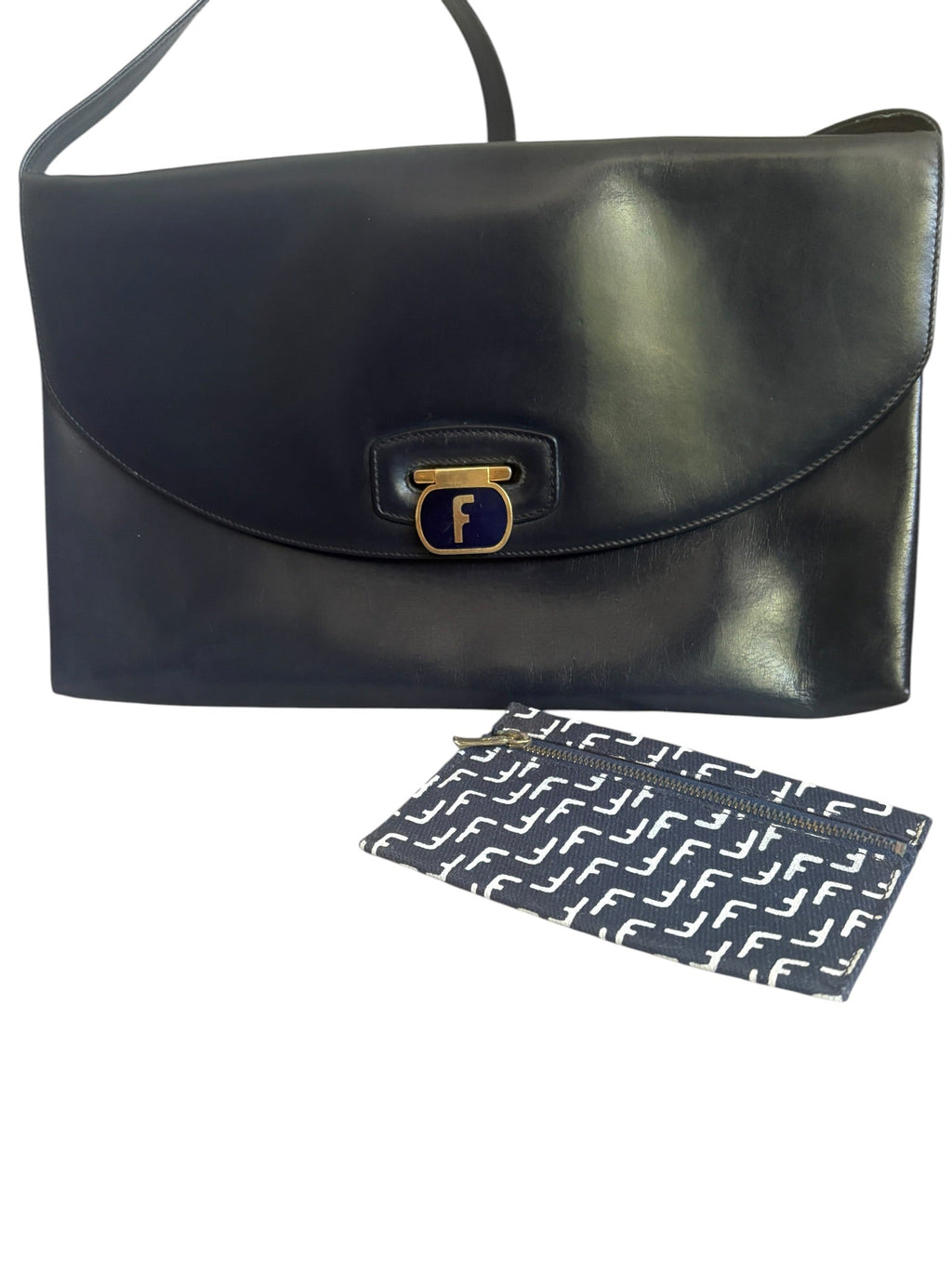 FERRAGAMO GANCINI SHOULDER BAG WITH POUCH