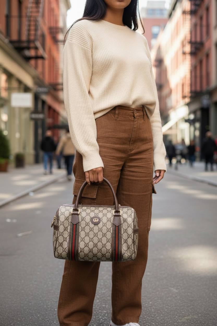 GUCCI GG SUPREME SHERRY LINE BOSTON BAG