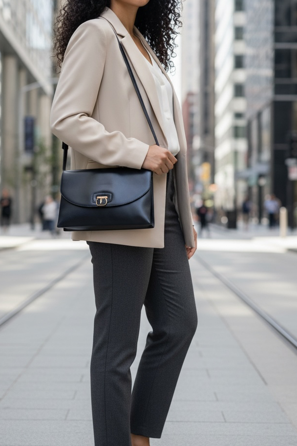 FERRAGAMO GANCINI SHOULDER BAG WITH POUCH