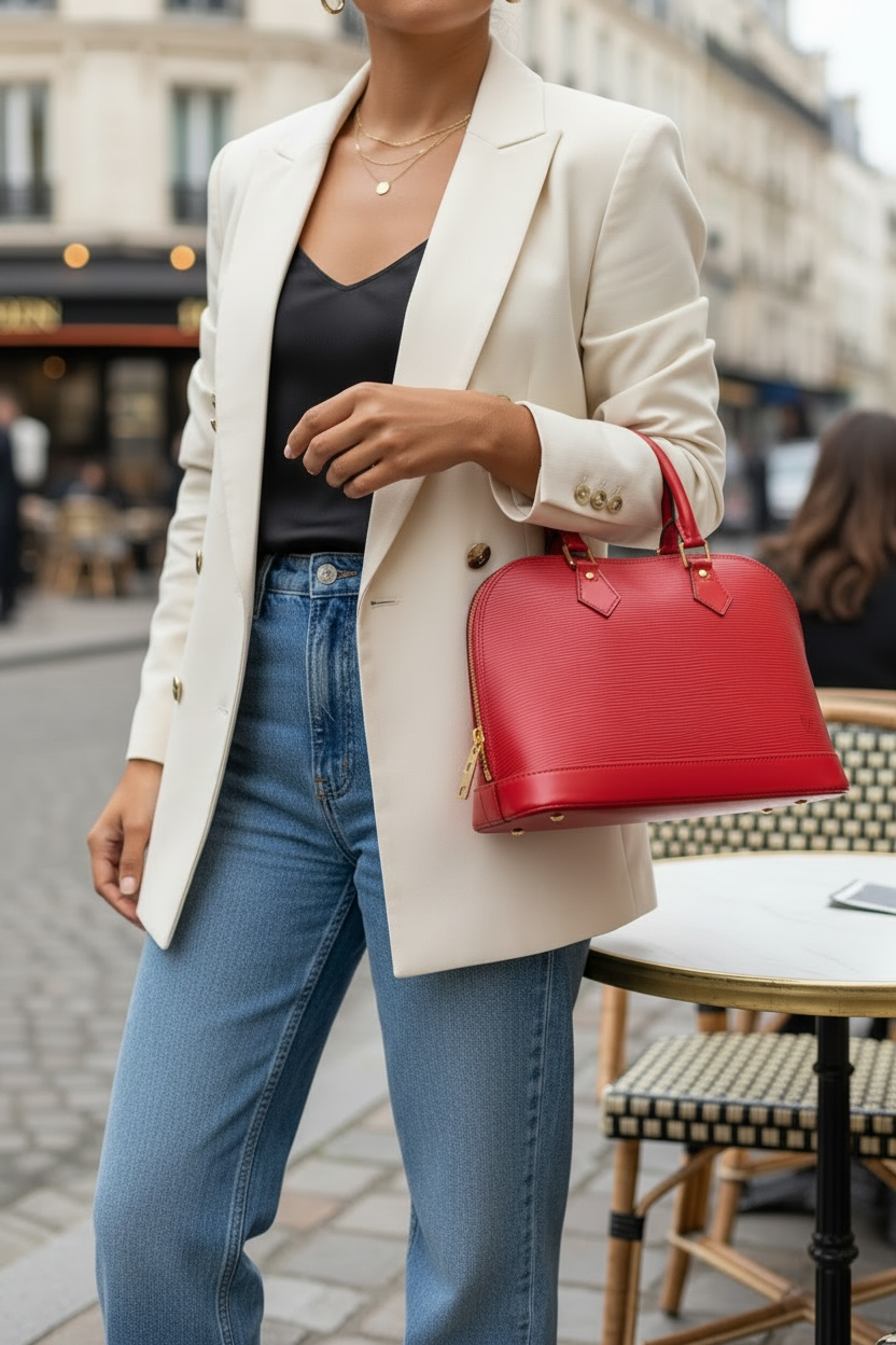 LOUIS VUITTON RED EPI ALMA PM