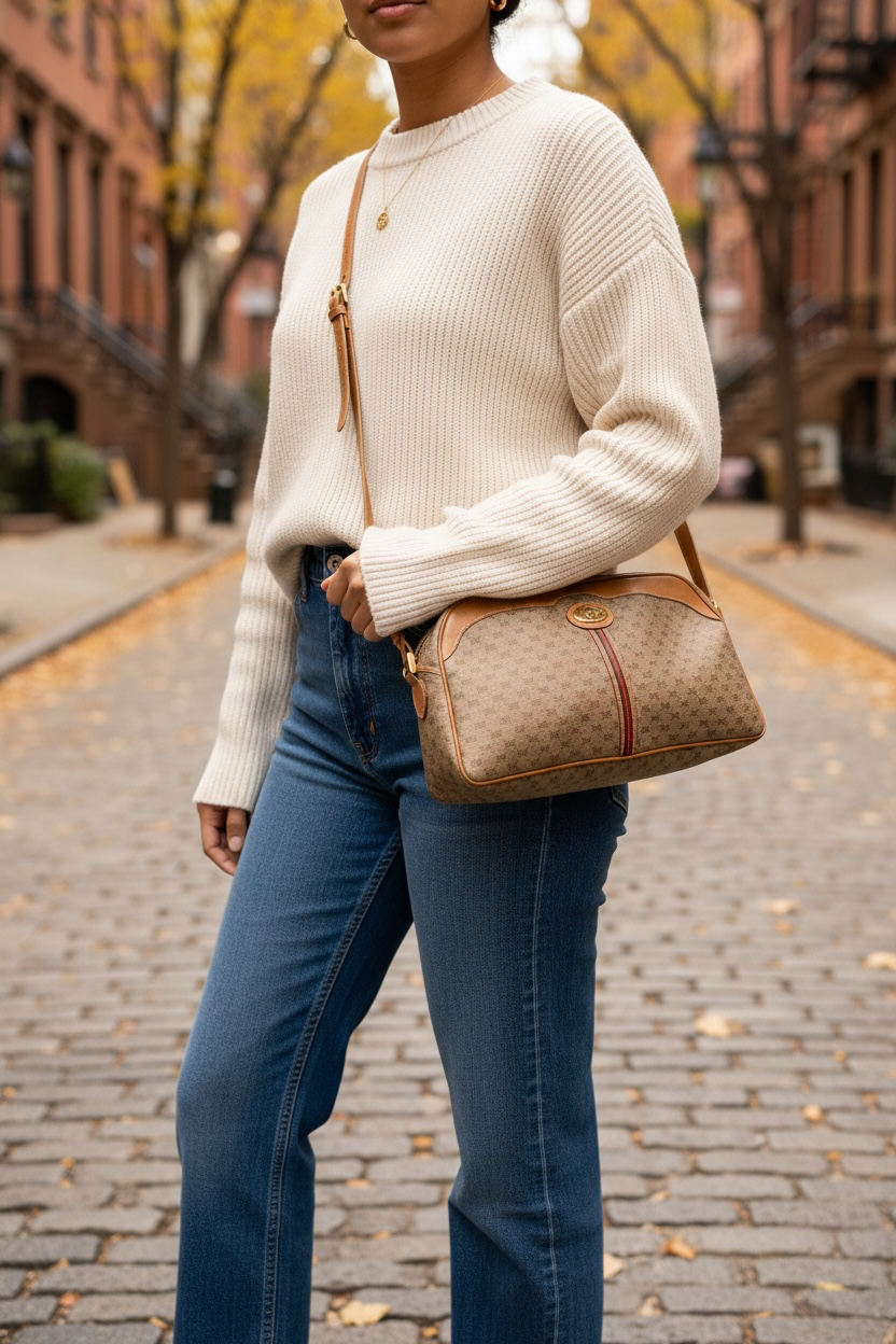 GUCCI GG SUPREME SHERRY LINE SHOULDER BAG