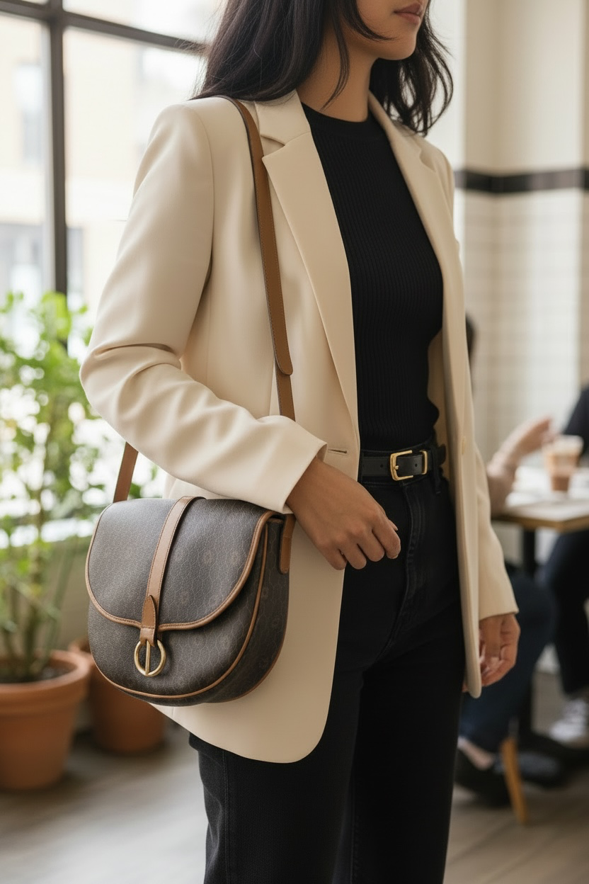 CHRISTIAN DIOR HONEYCOMB SADDLE CROSSBODY BAG