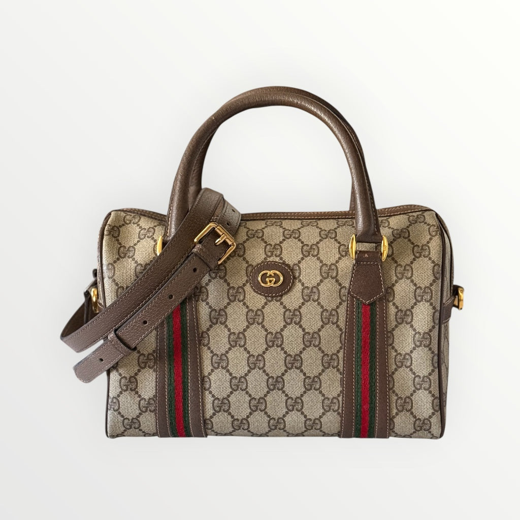 GUCCI GG SUPREME SHERRY LINE BOSTON BAG