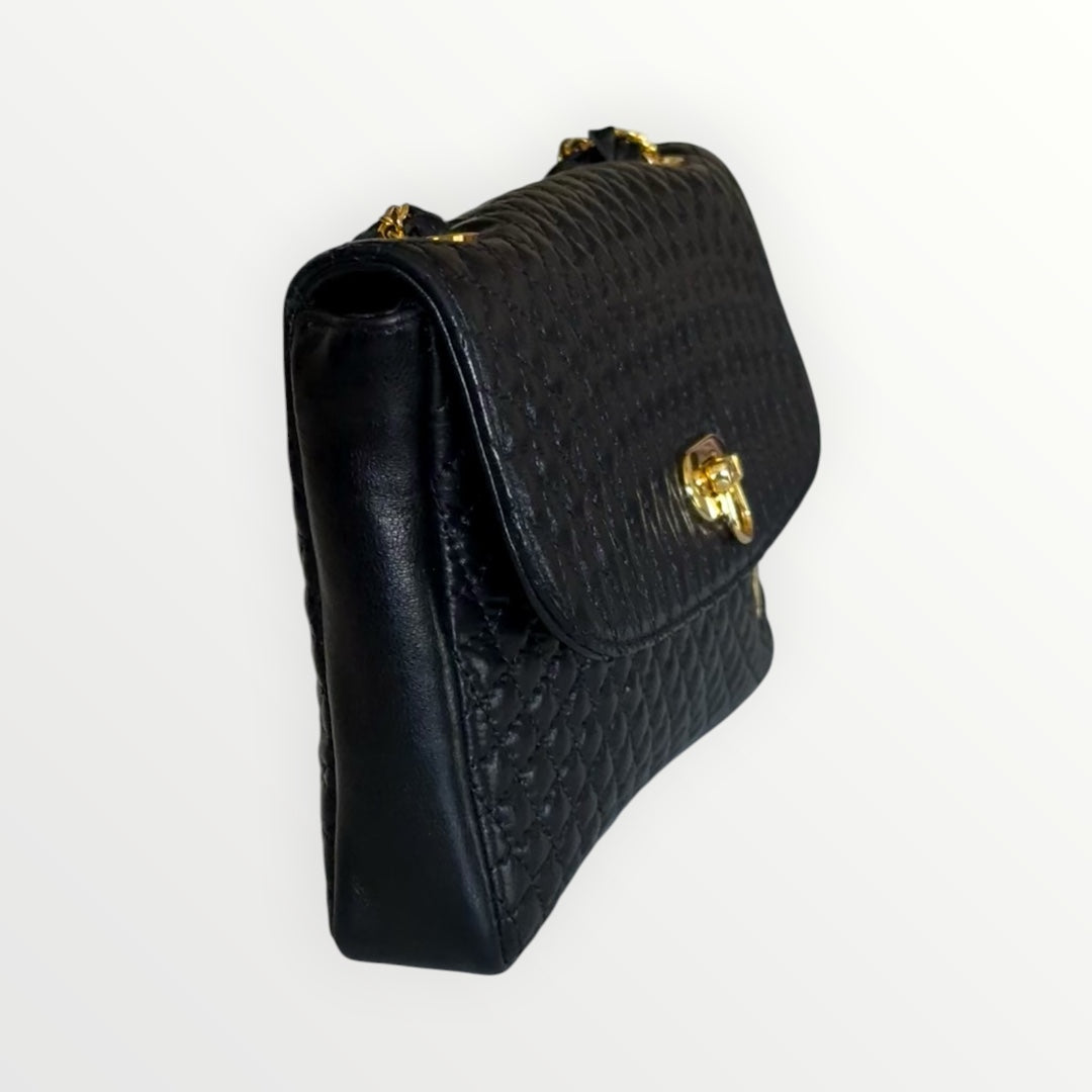 BALLY QUILTED LEATHER CHAIN SHOULDER BAG