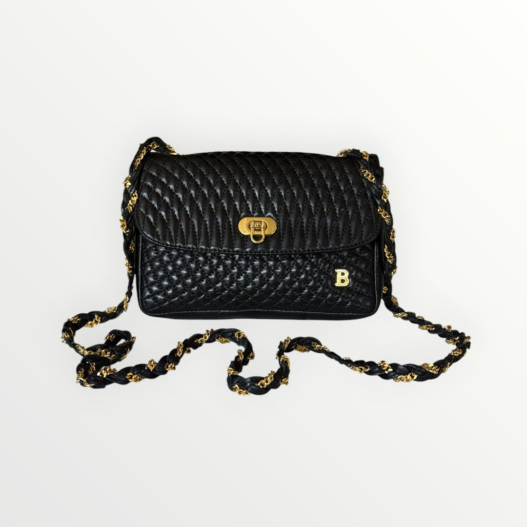 BALLY QUILTED LEATHER CHAIN SHOULDER BAG