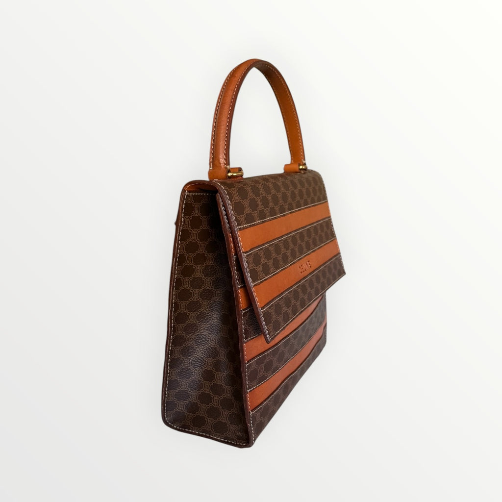 CELINE MACADAM STRIPED TOP HANDLE BAG