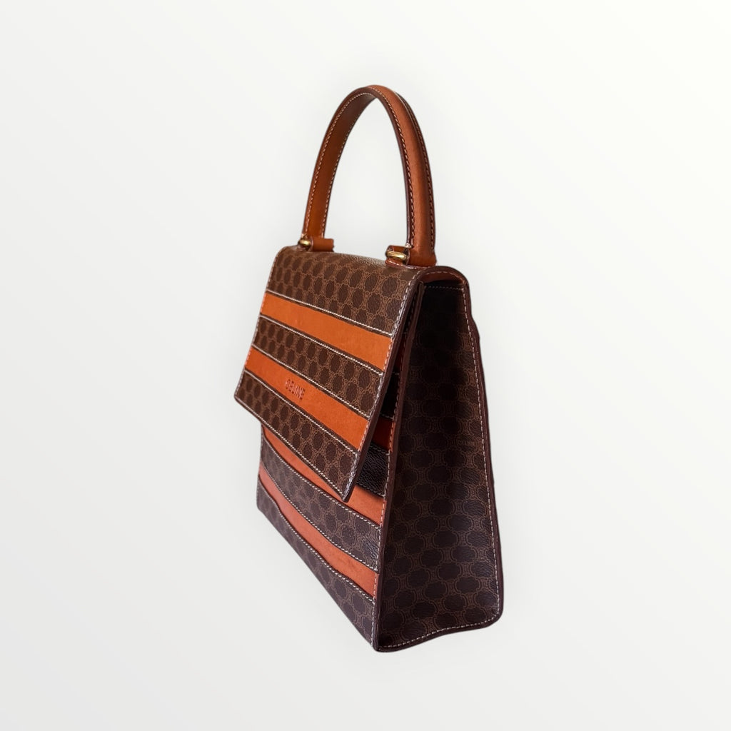 CELINE MACADAM STRIPED TOP HANDLE BAG