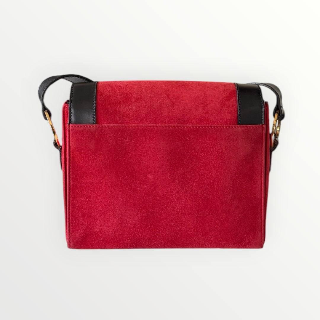 CELINE CIRCLE LOGO BI-COLOR SUEDE FRAME BAG