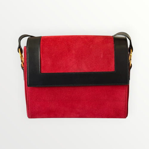 CELINE CIRCLE LOGO BI-COLOR SUEDE FRAME BAG
