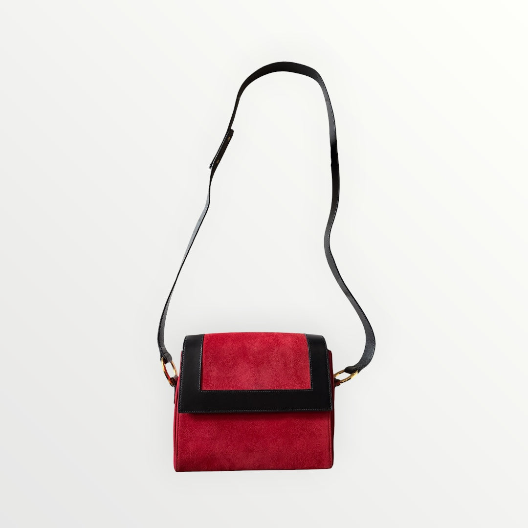 CELINE CIRCLE LOGO BI-COLOR SUEDE FRAME BAG