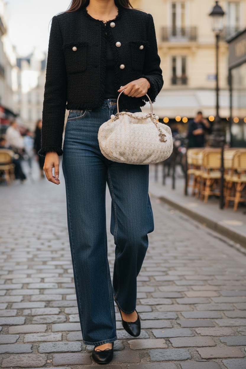 CHANEL TWEED BOUCLE KNITTING BAG