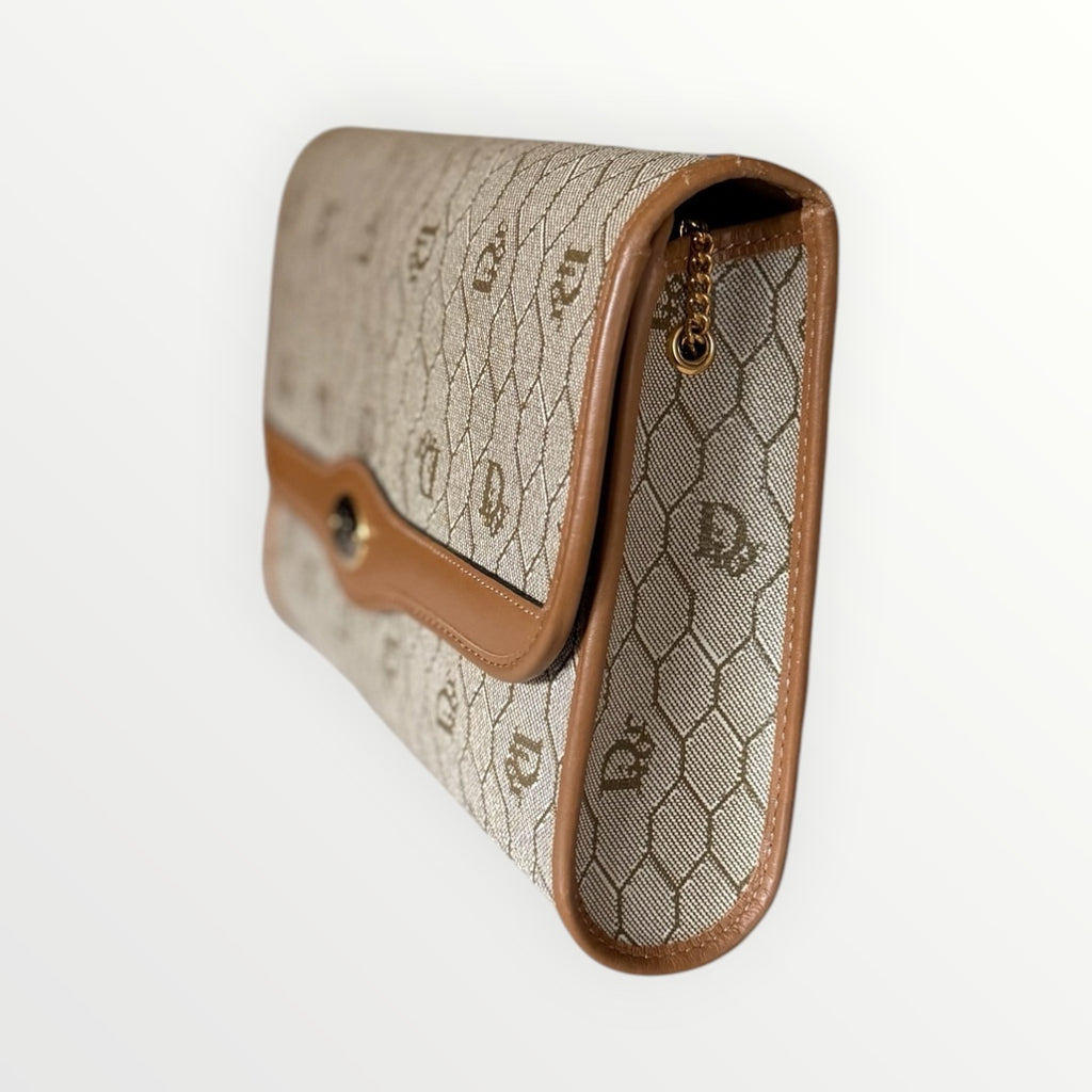 DIOR HONEYCOMB MONOGRAM CHAIN CROSSBODY CLUTCH