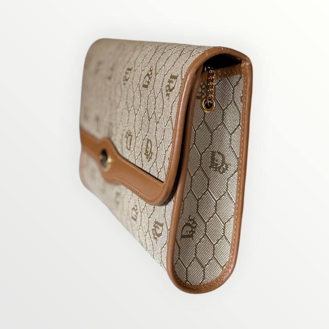 DIOR HONEYCOMB MONOGRAM CHAIN CROSSBODY CLUTCH