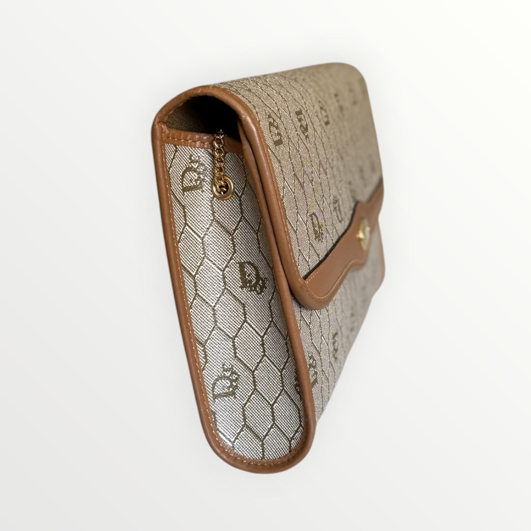 DIOR HONEYCOMB MONOGRAM CHAIN CROSSBODY CLUTCH