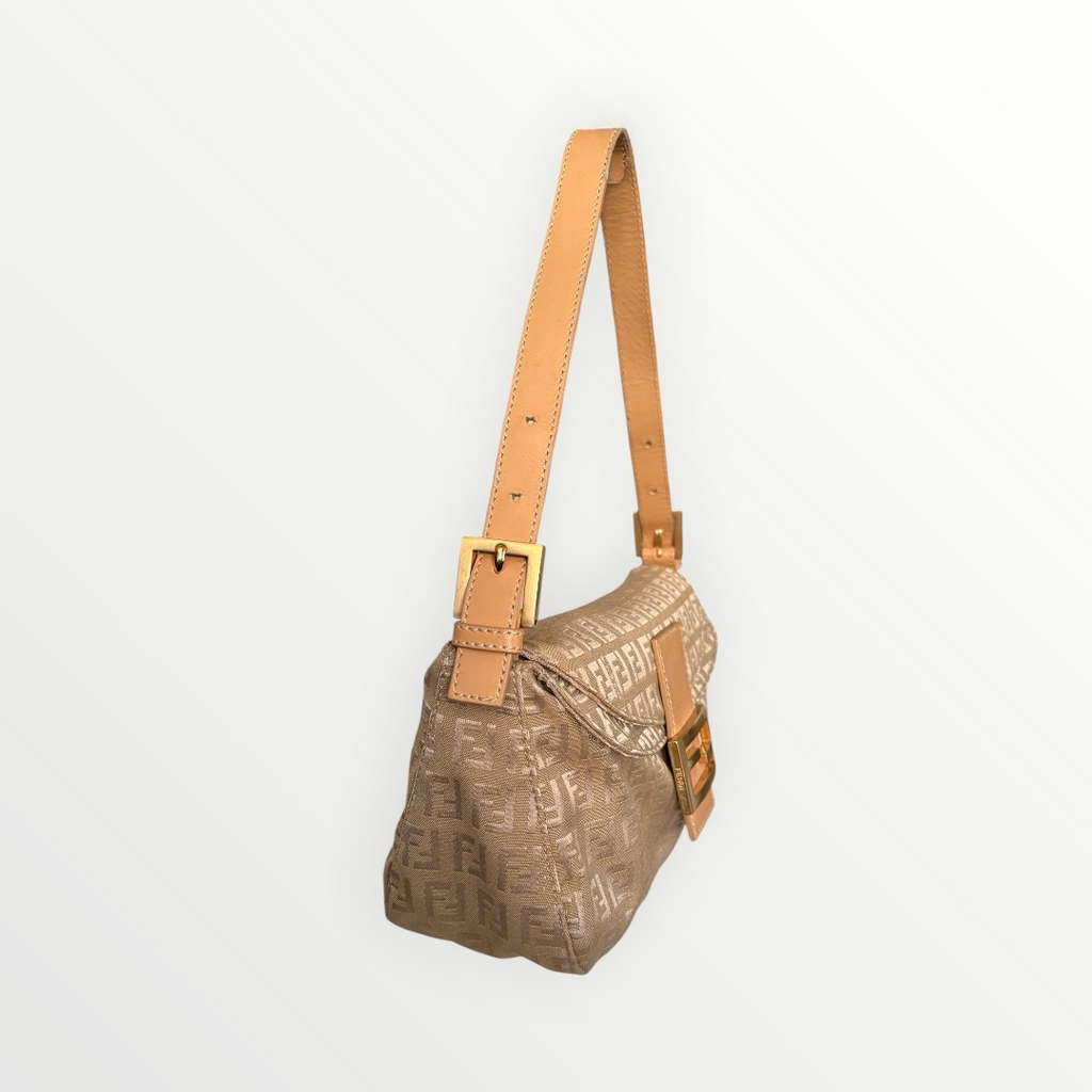 FENDI ZUCCHINO DOUBLE FLAP BAGUETTE BAG