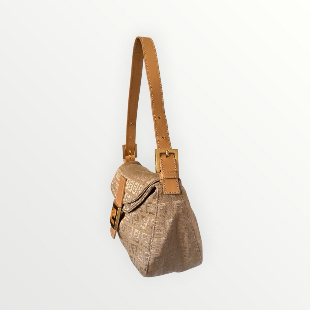 FENDI ZUCCHINO DOUBLE FLAP BAGUETTE BAG