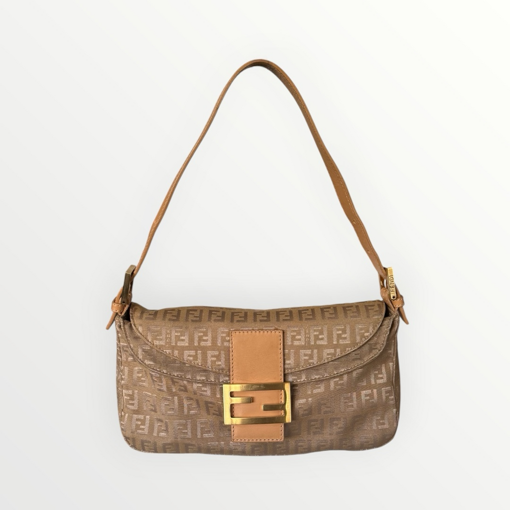 FENDI ZUCCHINO DOUBLE FLAP BAGUETTE BAG