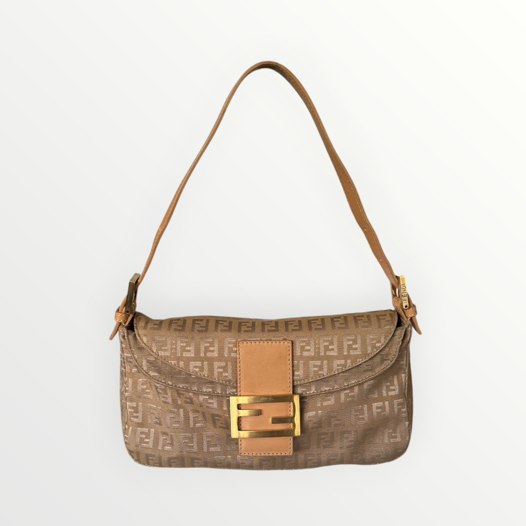FENDI ZUCCHINO DOUBLE FLAP BAGUETTE BAG