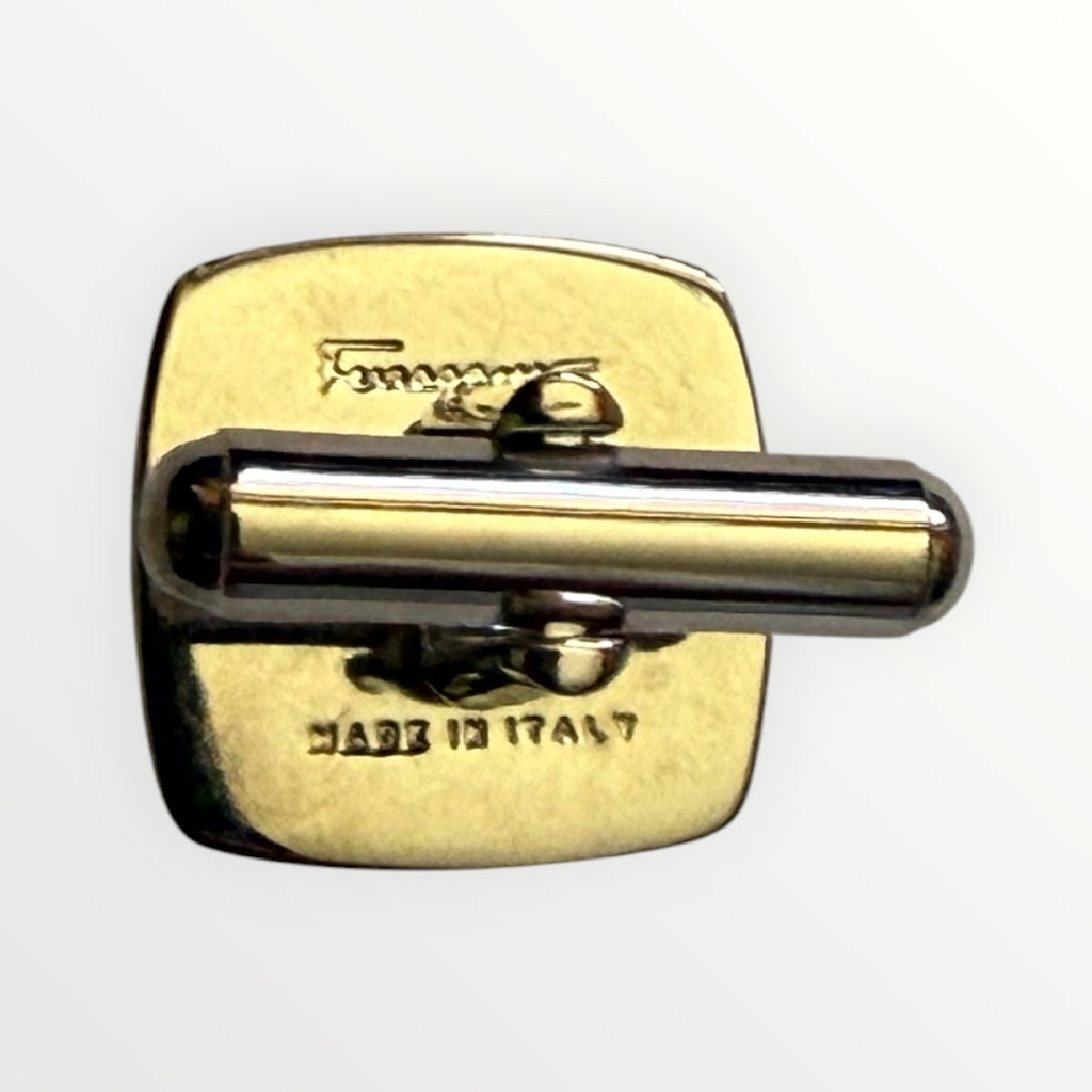 FERRAGAMO RED ENAMEL GANCINI CUFFLINKS