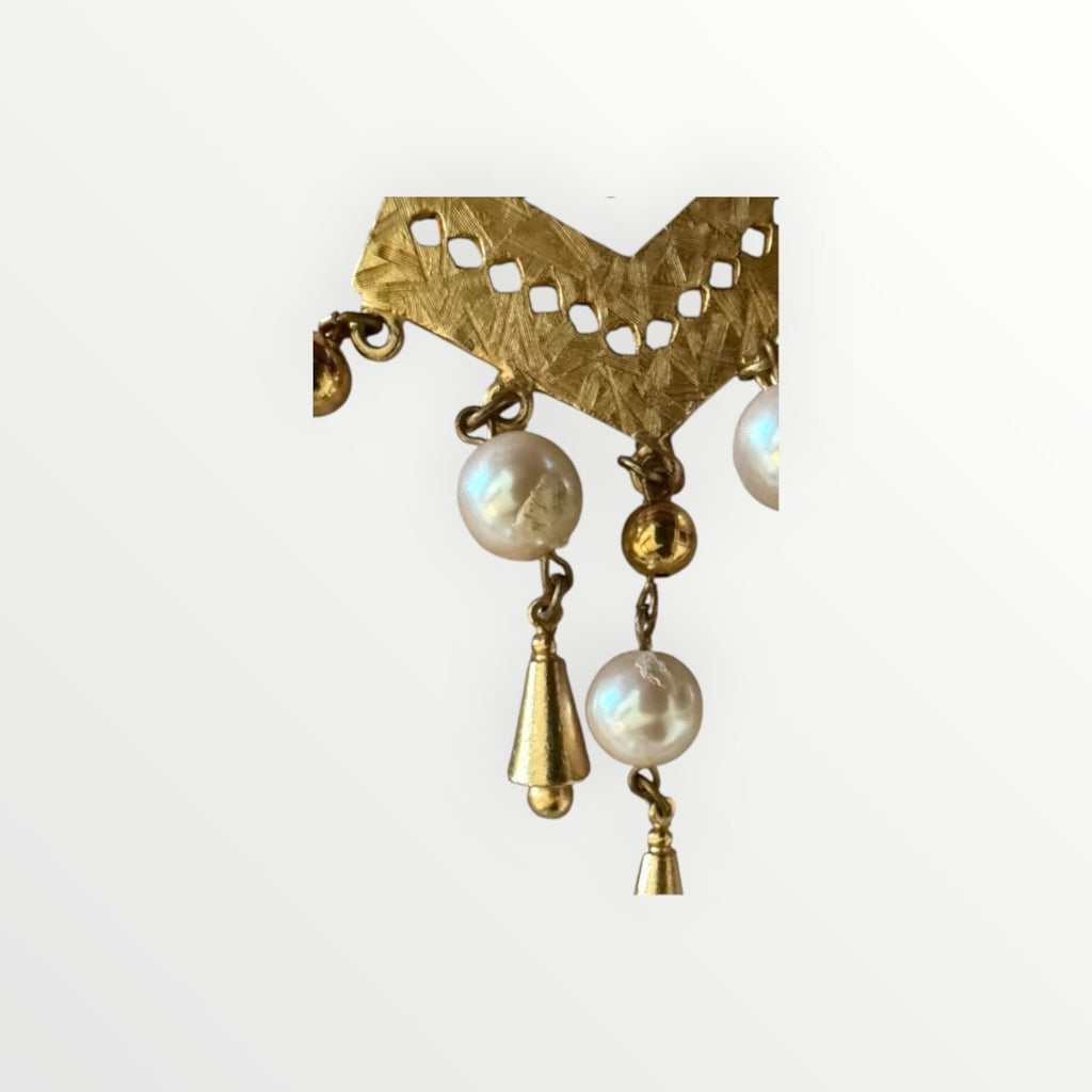 GIVENCHY GOLD-TONE FAUX PEARL CHANDELIER EARRINGS