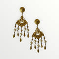 GIVENCHY GOLD-TONE FAUX PEARL CHANDELIER EARRINGS
