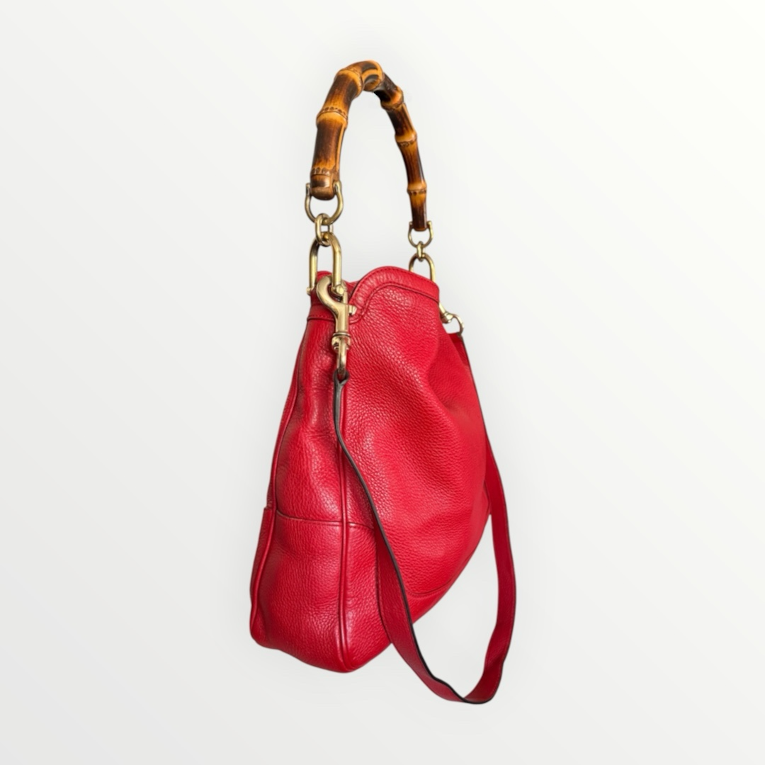 GUCCI BAMBOO LEATHER HOBO BAG