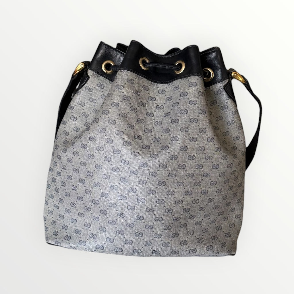 GUCCI MICRO GG MONOGRAM CANVAS DRAWSTRING BUCKET BAG