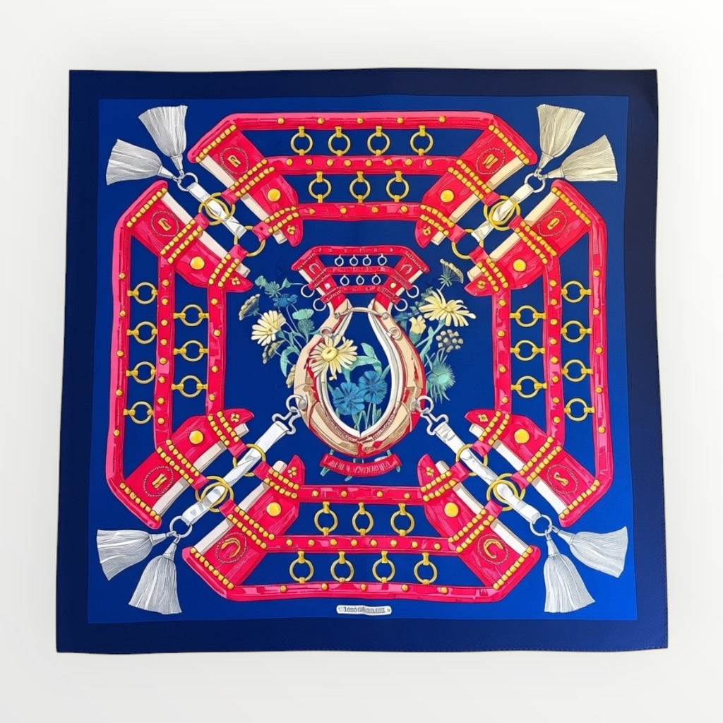 HERMÉS AUX CHAMPS CARRÉS 90 SILK SCARF
