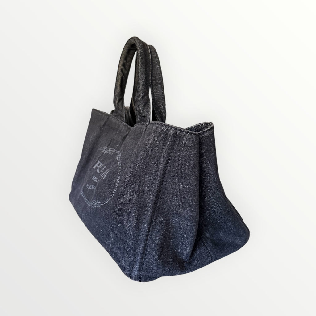 PRADA CANAPA DENIM TOTE BAG