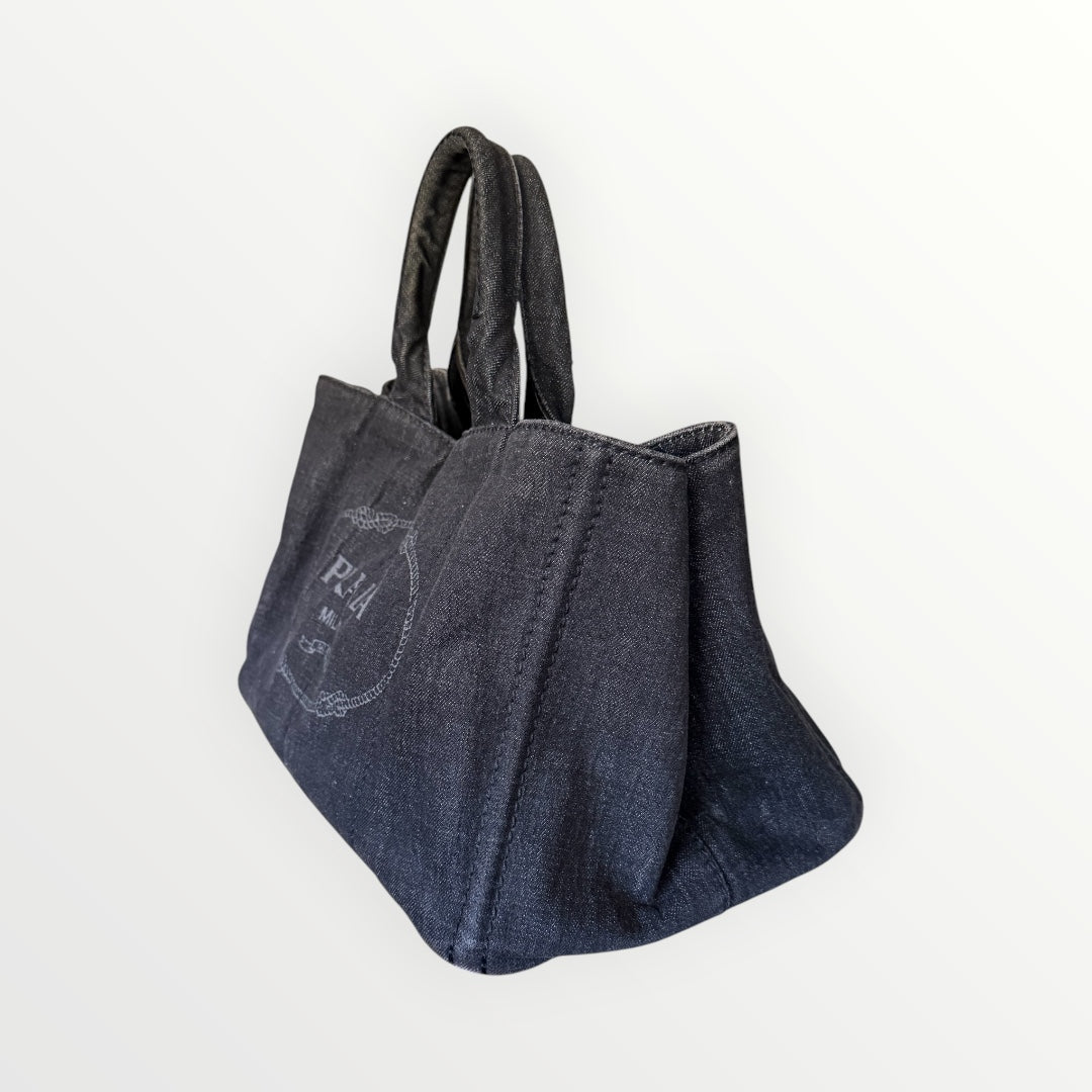 PRADA CANAPA DENIM TOTE BAG