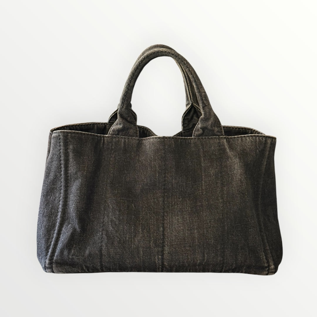 PRADA CANAPA DENIM TOTE BAG