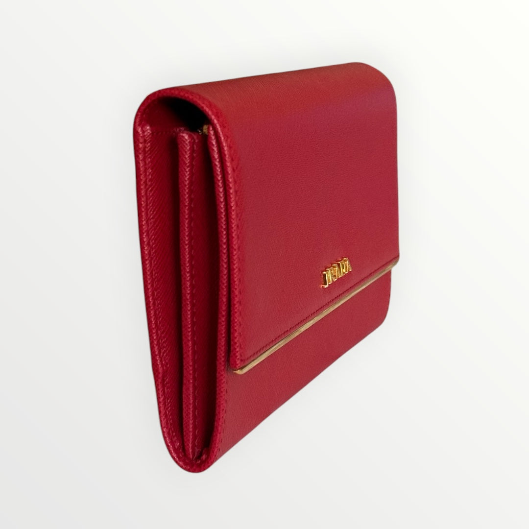 PRADA SAFFIANO METAL CONTINENTAL FLAP WALLET