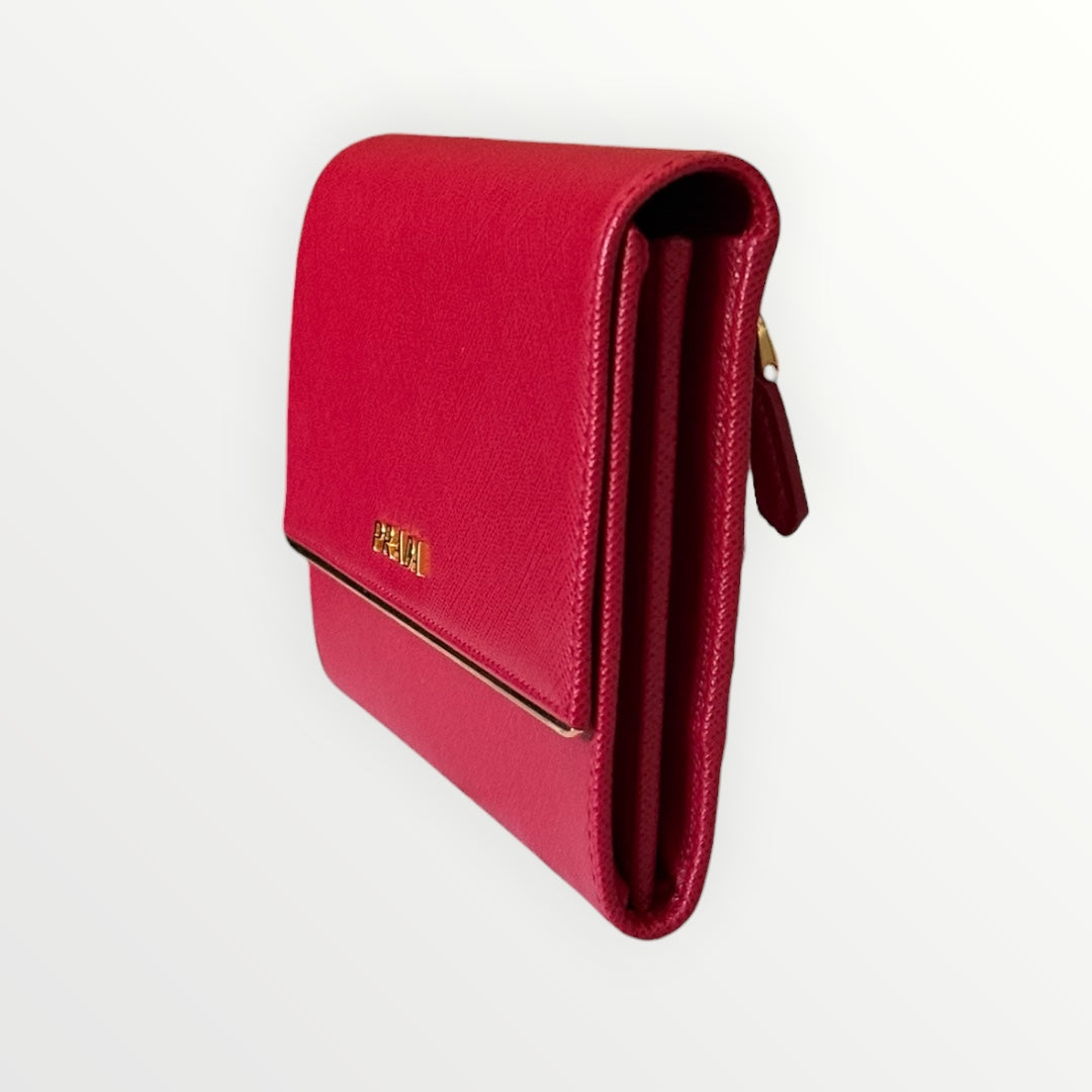 PRADA SAFFIANO METAL CONTINENTAL FLAP WALLET