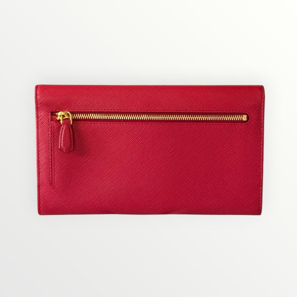 PRADA SAFFIANO METAL CONTINENTAL FLAP WALLET