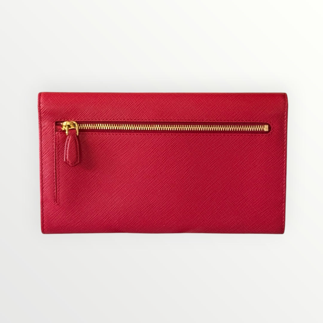 PRADA SAFFIANO METAL CONTINENTAL FLAP WALLET