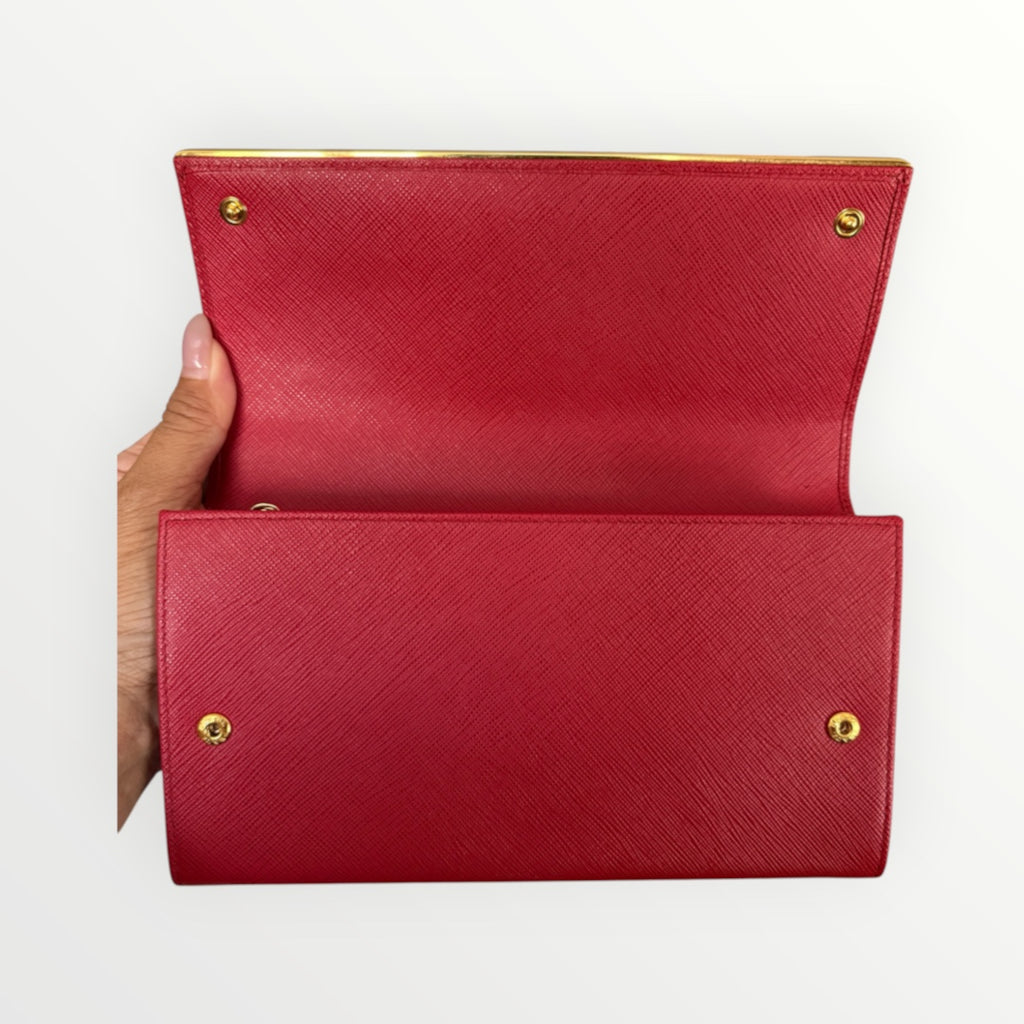 PRADA SAFFIANO METAL CONTINENTAL FLAP WALLET