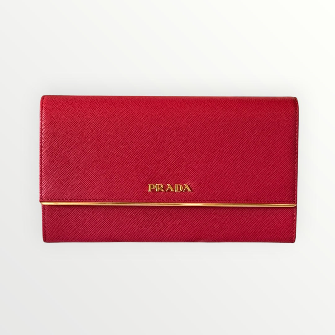 PRADA SAFFIANO METAL CONTINENTAL FLAP WALLET