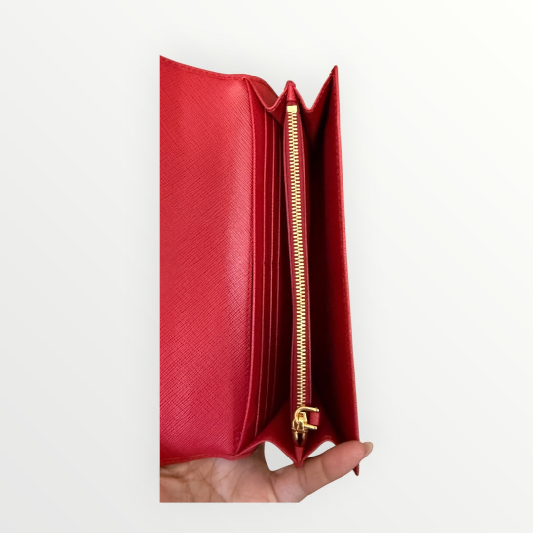 PRADA SAFFIANO METAL CONTINENTAL FLAP WALLET